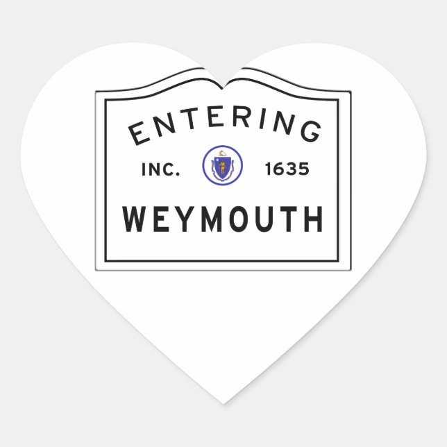 Betreten der Stadt von Weymouth MA Herz-Aufkleber (Vorderseite)