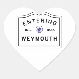 Betreten der Stadt von Weymouth MA Herz-Aufkleber