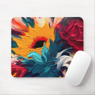Betreten Sie den Garten – Expressive Blumenabstrak Mousepad