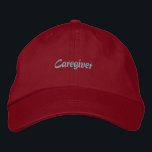 Betreuer Bestickte Baseballkappe<br><div class="desc">Ein "Caregiver"-Text bedruckt Baumwolle bestickt, der normalerweise ein Hut aus Baumwollgewebe wäre, auf dem das Wort "Caregiver" aufgedruckt ist, möglicherweise mit zusätzlicher Stickerei oder Verzierungen. Es ist wahrscheinlich so konzipiert, dass es von Pflegekräften getragen wird, um ihre Rolle oder als Geschenkartikel zu präsentieren. Solche Hüte verbinden oft Komfort mit einer...</div>