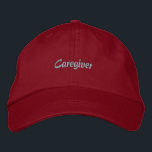Betreuer Bestickte Baseballkappe<br><div class="desc">Ein "Caregiver"-Text bedruckt Baumwolle bestickt, der normalerweise ein Hut aus Baumwollgewebe wäre, auf dem das Wort "Caregiver" aufgedruckt ist, möglicherweise mit zusätzlicher Stickerei oder Verzierungen. Es ist wahrscheinlich so konzipiert, dass es von Pflegekräften getragen wird, um ihre Rolle oder als Geschenkartikel zu präsentieren. Solche Hüte verbinden oft Komfort mit einer...</div>