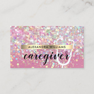Betreuer Medizin Moderne Rose Gold Glitzer Pink Visitenkarte