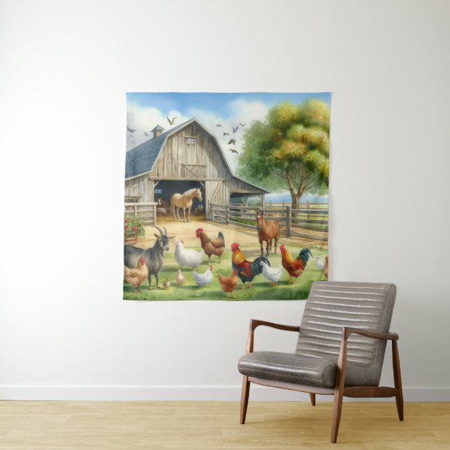Betrieb mit Tieren Wandteppich (Beispiel)