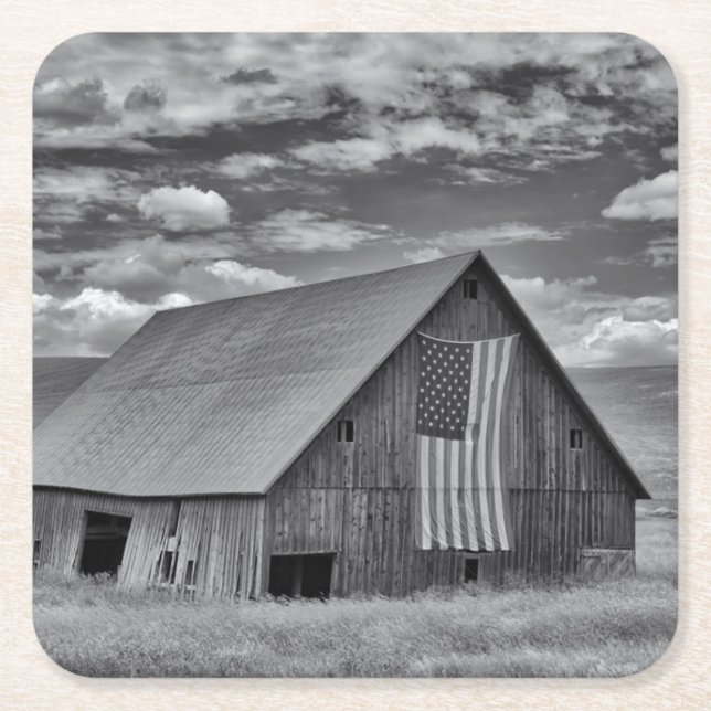Betriebe | BW American Flag Stall Scene Rechteckiger Pappuntersetzer (Vorderseite)