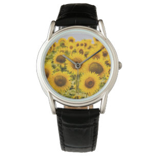 Betriebe Ein Sonnenblumenfeld Armbanduhr