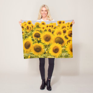 Betriebe Ein Sonnenblumenfeld Fleecedecke