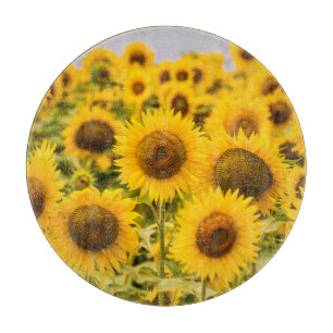 Betriebe   Ein Sonnenblumenfeld Schneidebrett