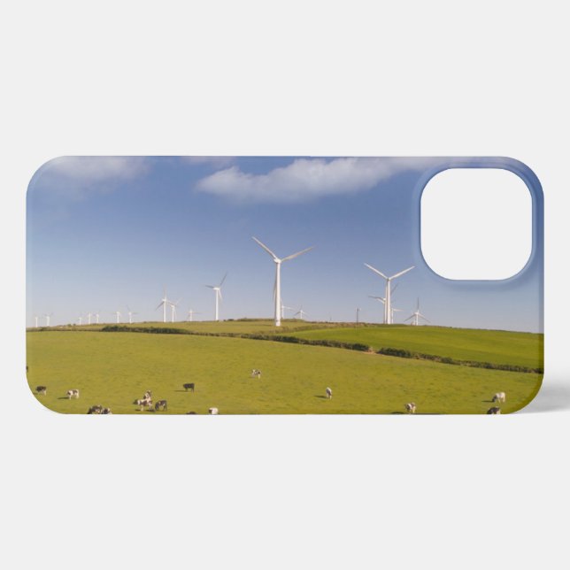 Betriebe | Kühe in der Nähe der Windmühle iPhone Hülle (Rückseite (Horizontal))