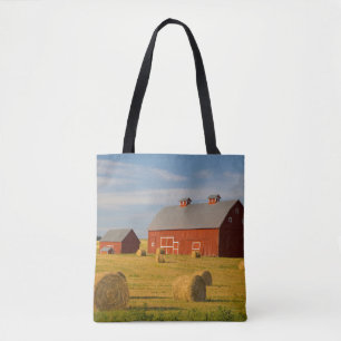 Betriebe Red Barns Near Hay Bales Tasche
