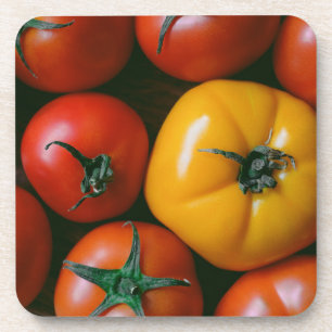Betriebe Rote und gelbe Tomaten/Paradeiser Getränkeuntersetzer