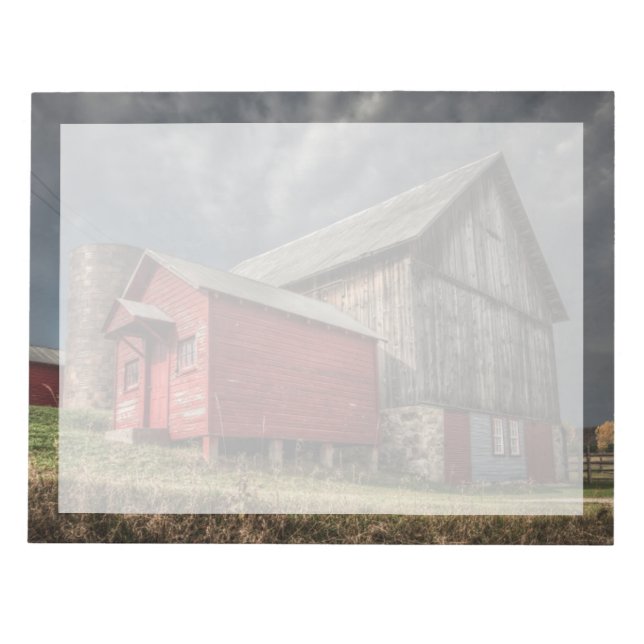 Betriebe | Roter Holzstall in Michigan Notizblock (Vorderseite)