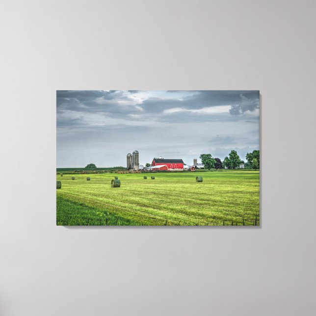 Betriebe | Roter Stall & Silo im Frühjahr Leinwanddruck (Vorderseite)
