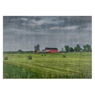 Betriebe   Roter Stall & Silo im Frühjahr Schneidebrett