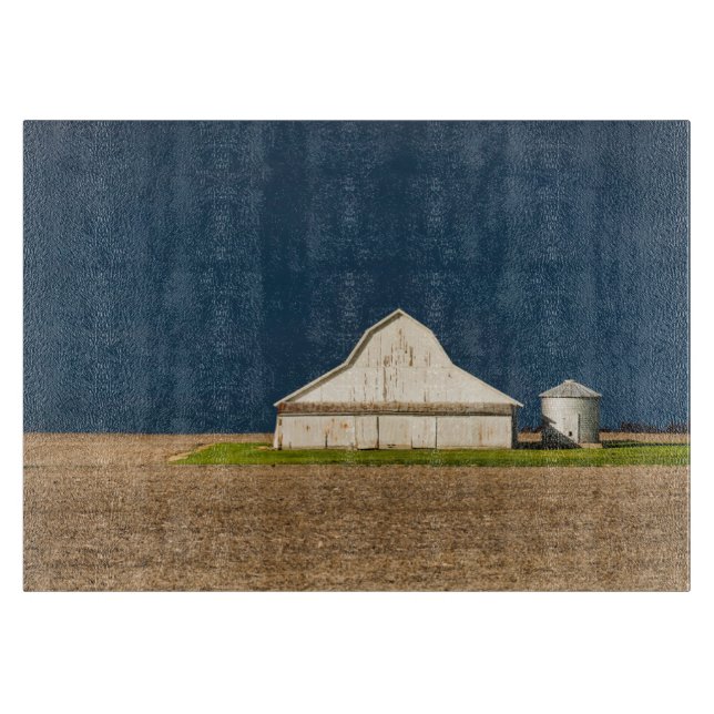 Betriebe | Weißer Stall & Silo Schneidebrett (Vorderseite)