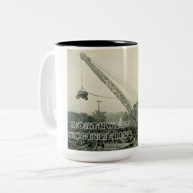 BETRIEBENER Kranmotor mit Kranantrieb im Nordweste Zweifarbige Tasse (Vorderseite Links)