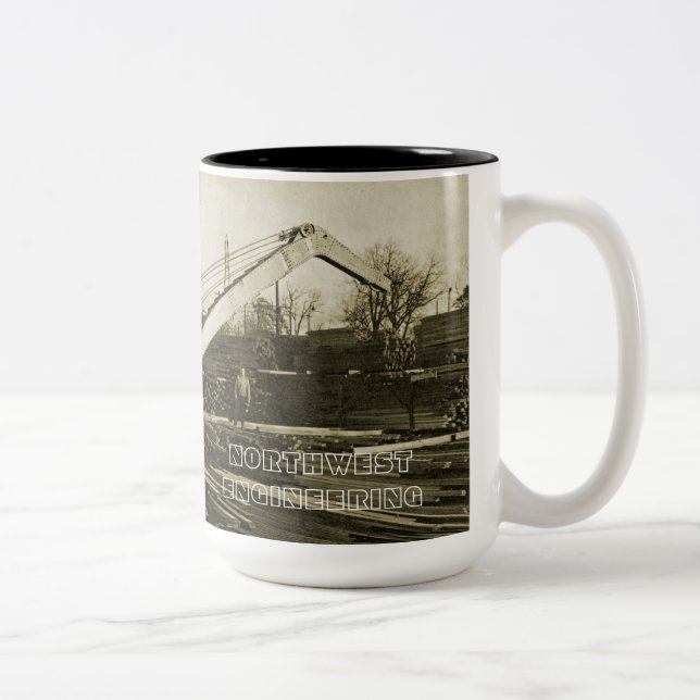 BETRIEBENER Kranmotor mit Kranantrieb im Nordweste Zweifarbige Tasse (Rechts)