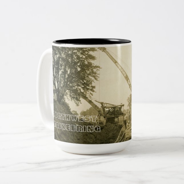 BETRIEBENER Kranmotor mit Kranantrieb im Nordweste Zweifarbige Tasse (Vorderseite Links)