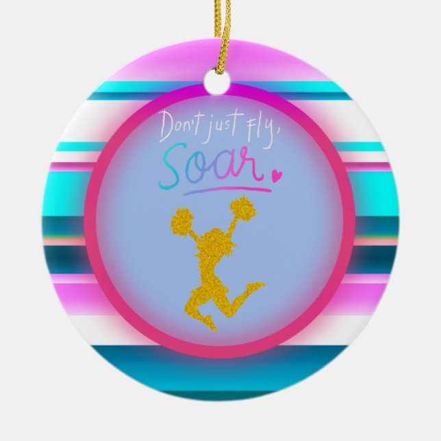 Betrügerische Streifen "Don't Just Fly, Soar" Keramik Ornament (Vorne)