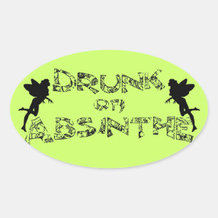Betrunken auf Absinthe Ovaler Aufkleber