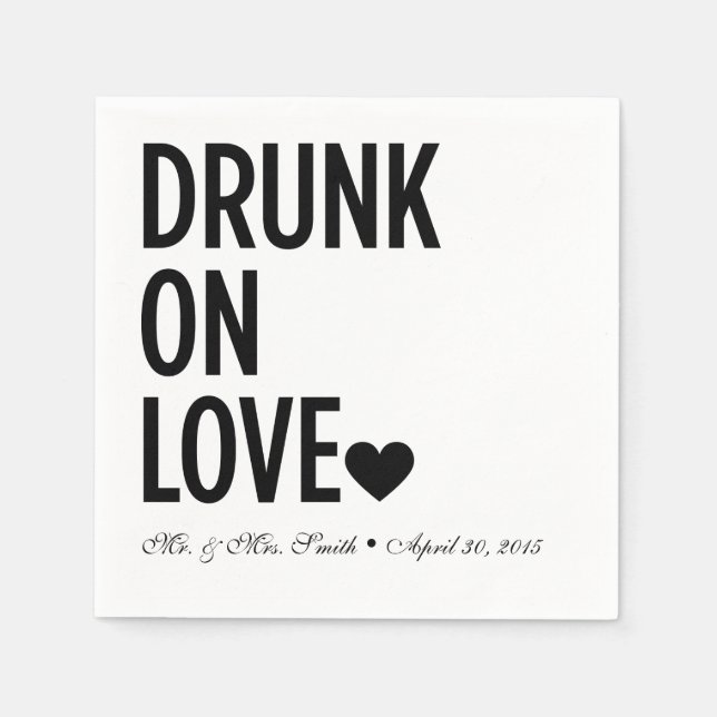 Betrunken auf der Liebe Hochzeit von Napkins Serviette (Vorderseite)
