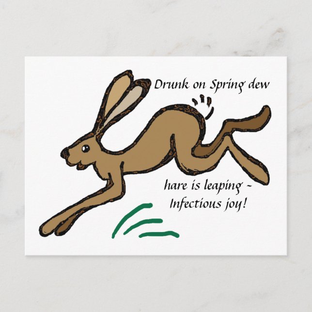 Betrunken beim Frühlingstod springt der Hase Postkarte (Vorderseite)