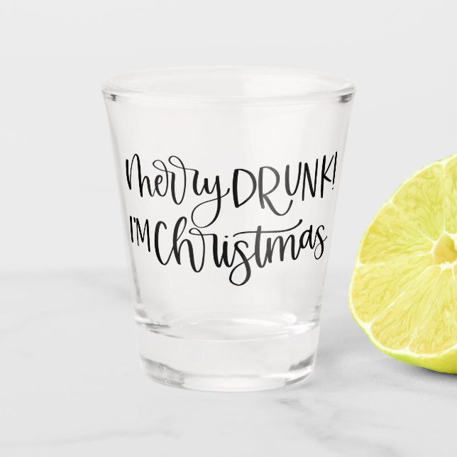 Betrunken bin ich Weihnachten | Funny Drink Spaß Schnapsglas (Vorderseite)