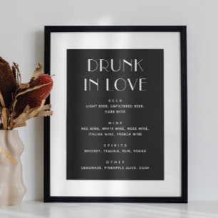 Betrunken in der Liebe. Hochzeitsgetränke auf schw Poster