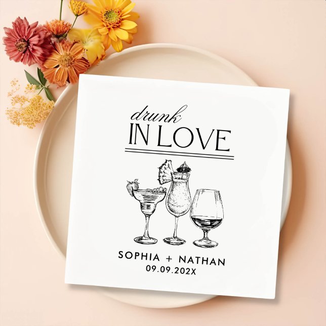 Betrunken in der Liebe Personalisierte Weingläser  Serviette (Von Creator hochgeladen)