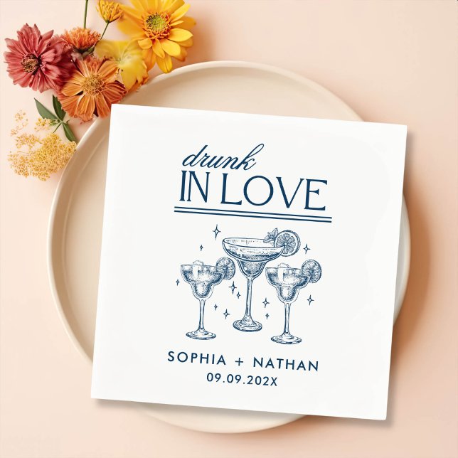 Betrunken in der Liebe Personalisierte Weingläser  Serviette (Von Creator hochgeladen)