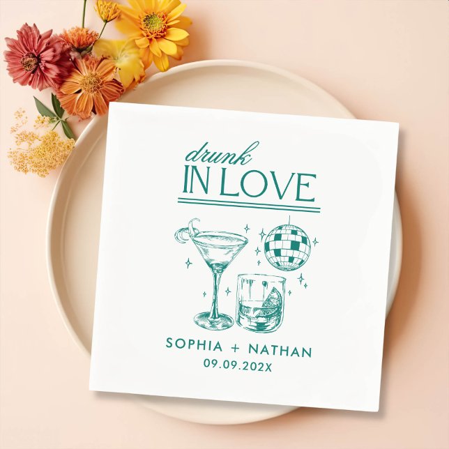 Betrunken in der Liebe Personalisierter Cocktail H Serviette (Von Creator hochgeladen)