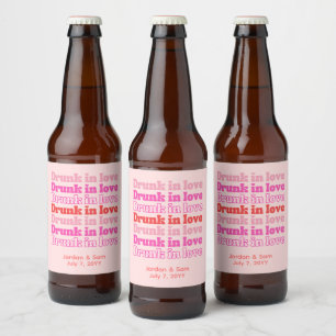 Betrunken in der Liebe Retro Rosa Probe Abendessen Bierflaschenetikett