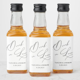 Betrunken in der Liebe Schwarz & Weiß Hochzeitsfla Alkoholflaschenetikett