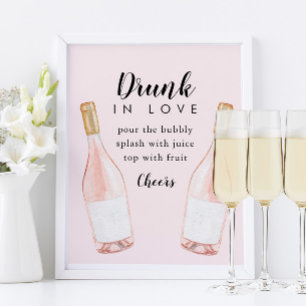 Betrunken in Liebe Brautparty Bubbly Bar Sign Poster