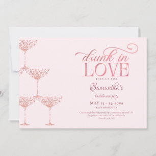 Betrunken in Liebe Champagner Tower Pink Bachelore Einladung