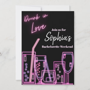 Betrunken in Liebe Neon Bachelorette Einladung