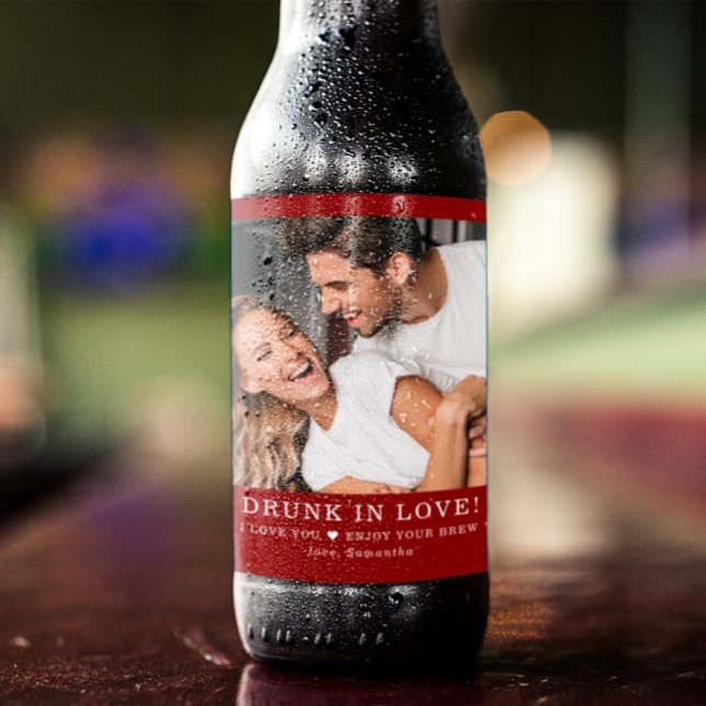 Betrunken in Liebe | Valentines Foto Bierflaschenetikett (Von Creator hochgeladen)