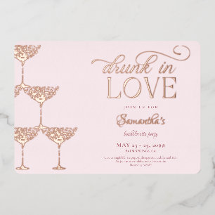 Betrunken in Love Champagner-Turm Rosa Junggeselli Folieneinladung