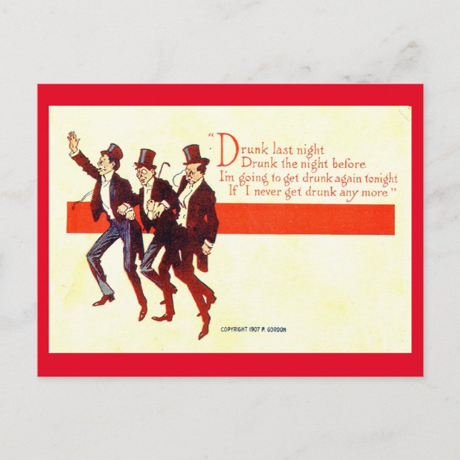 Betrunken letzte Nacht... 1909 Vintag Postkarte (Vorderseite)