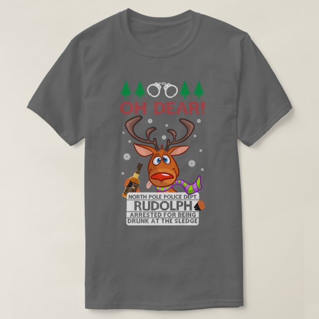 Betrunken Rudolph Reindeer Ugly Christmas Sweater  T-Shirt (Design vorne)