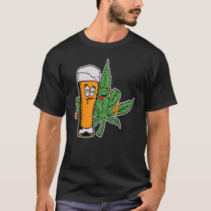 Betrunken und bekifft Bier und Weed Knospen Homies T-Shirt