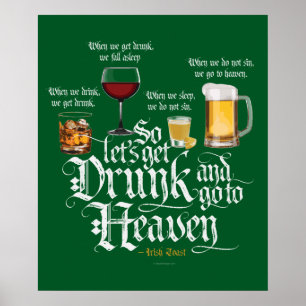 Betrunken werden und in den Himmel fahren (Irish D Poster