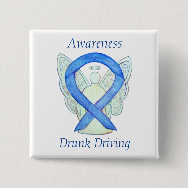 Betrunkene Angel Awareness Ribbon Buttone Button (Vorderseite)
