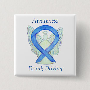 Betrunkene Angel Awareness Ribbon Buttone Button