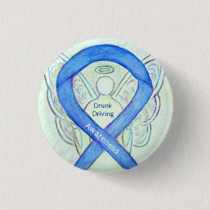 Betrunkene Angel Awareness Ribbon Buttone Button