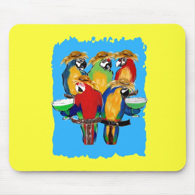 Betrunkene Papageien Mousepad (Vorne)