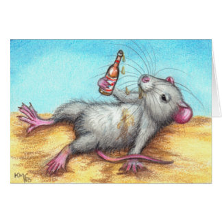 Betrunkene Ratte mit Bier-Karte