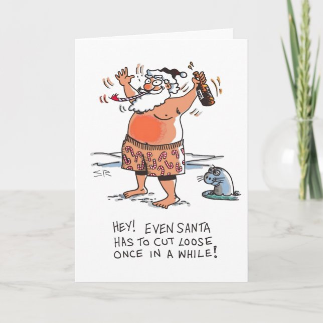 Betrunkene Santa-Grußkarte Feiertagskarte (Vorderseite)