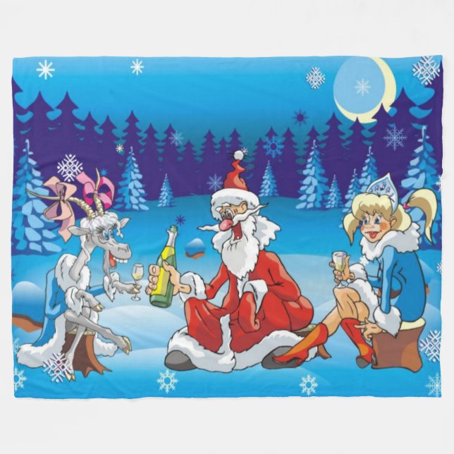 betrunkene Weihnachtsfeiertage Fleecedecke (Vorderseite (Horizontal))
