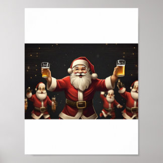 betrunkener darstellender Tanz des Weihnachtsmanne Poster