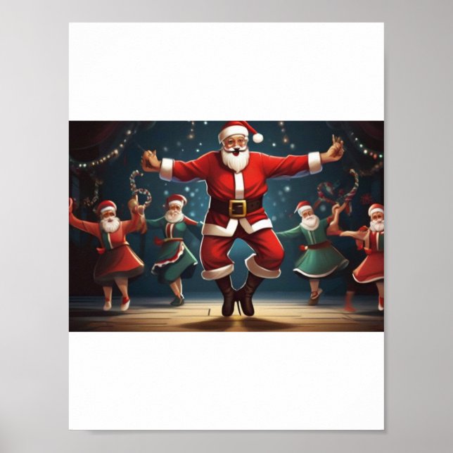 betrunkener darstellender Tanz des Weihnachtsmanne Poster (Vorne)